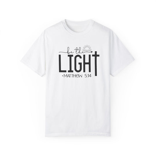 A ring-spun cotton Be the Light Tee, garment-dyed for coziness. Relaxed fit, double-needle stitching, and no side-seams for durability and shape retention. Ideal for daily wear.