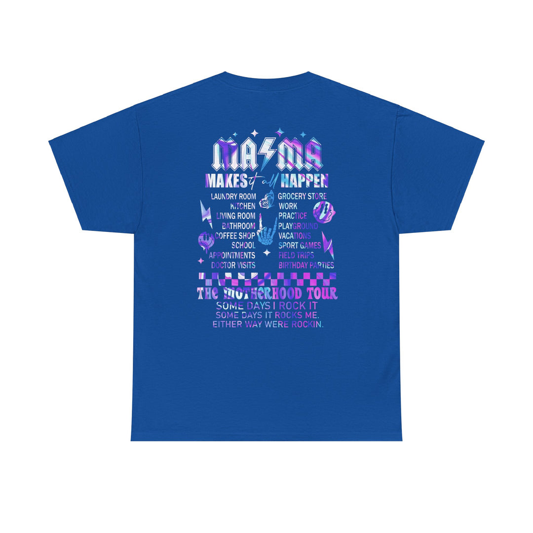 Unisex Ma/Ma Band Tee: A classic fit heavy cotton t-shirt with text, no side seams, ribbed knit collar, and tape on shoulders for durability. Available in various sizes. From 'Worlds Worst Tees'.