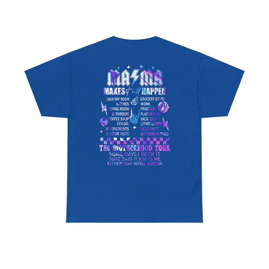 Unisex Ma/Ma Band Tee: A classic fit heavy cotton t-shirt with text, no side seams, ribbed knit collar, and tape on shoulders for durability. Available in various sizes. From 'Worlds Worst Tees'.