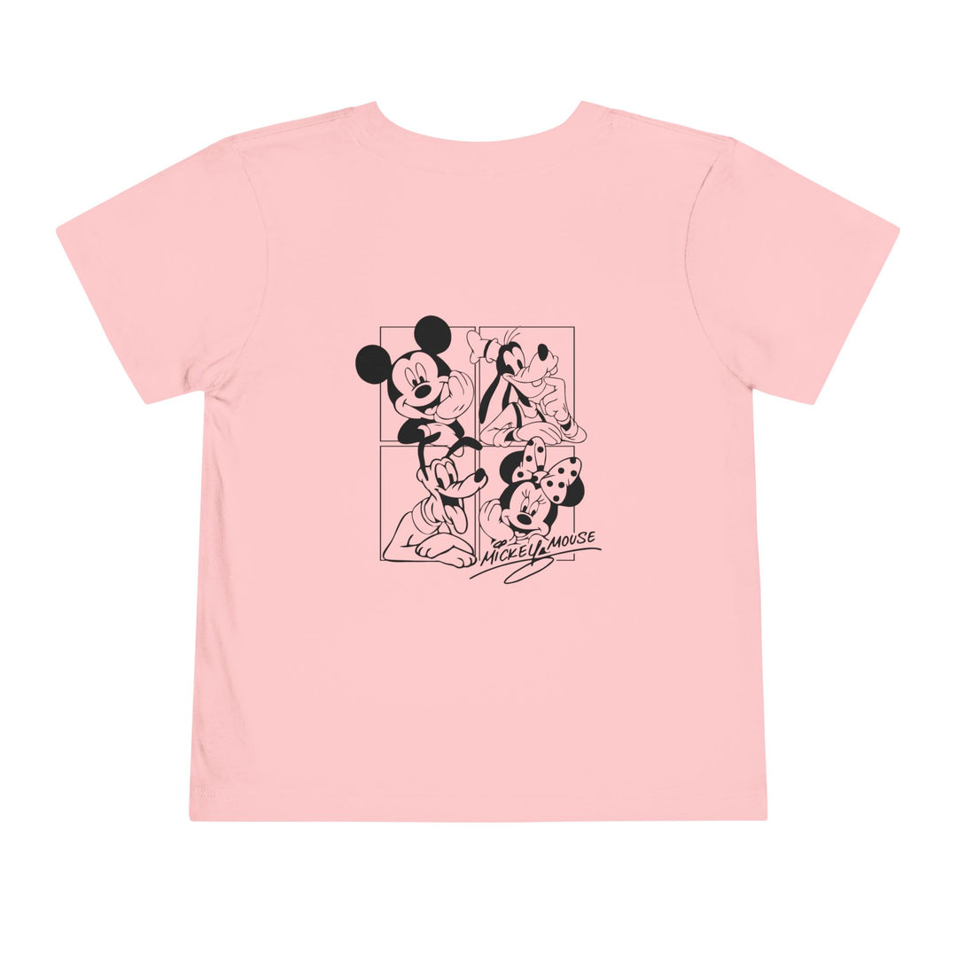 Mickey & CO Toddler Tee, a comfortable Bella Canvas short sleeve t-shirt for toddlers, made from 100% Airlume cotton with a tear-away label for easy wear.