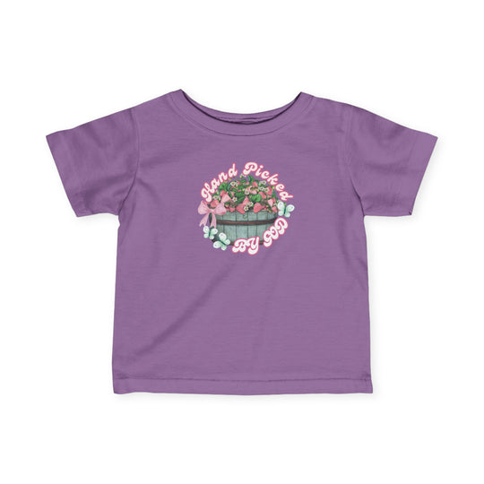 Hand Picked by GOD Baby Tee: Infant jersey tee with side seams, ribbed knitting, and taped shoulders for comfort and durability. Available in multiple sizes.