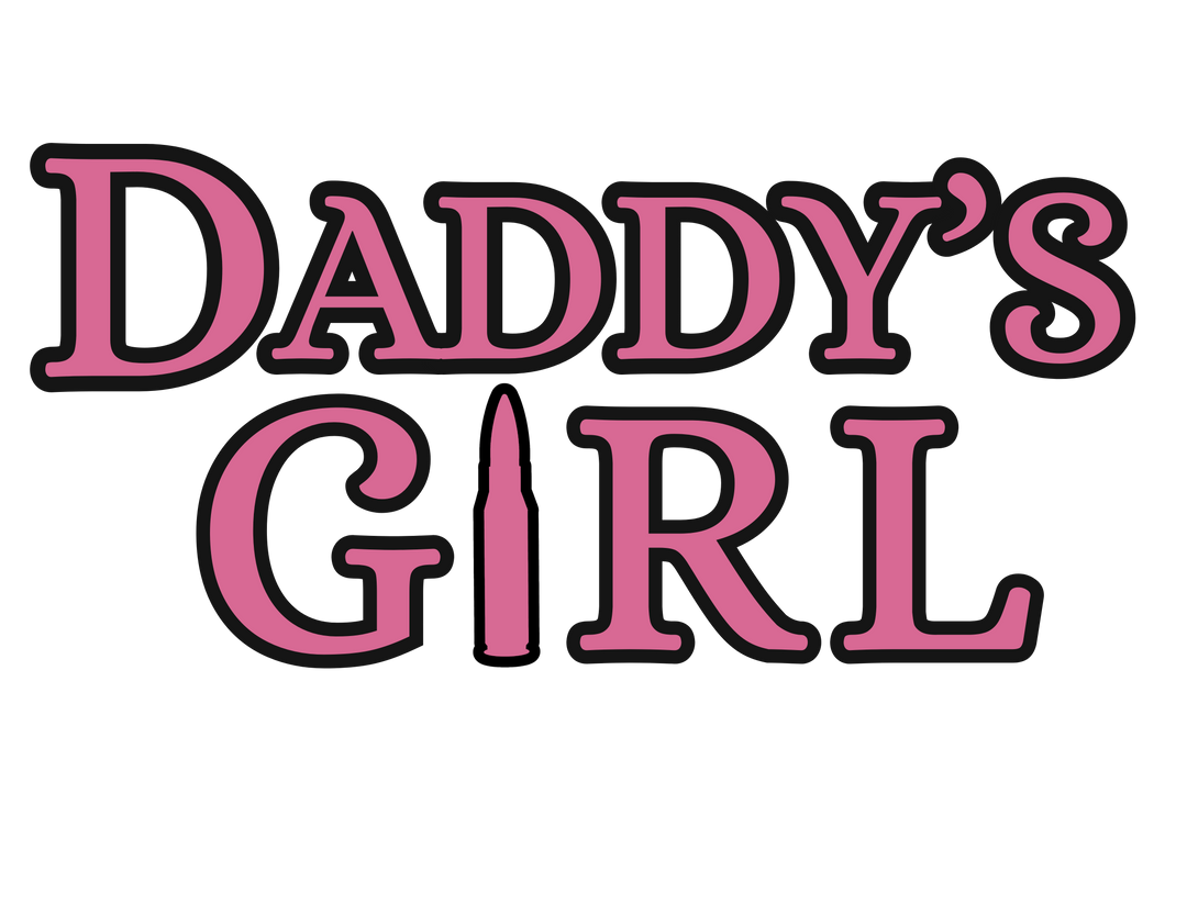 Daddy's Girl Baby Tee with pink letter 'g' graphic on black, showcasing playful typography for infants, crafted for comfort and durability with ribbed knitting and taped shoulders.