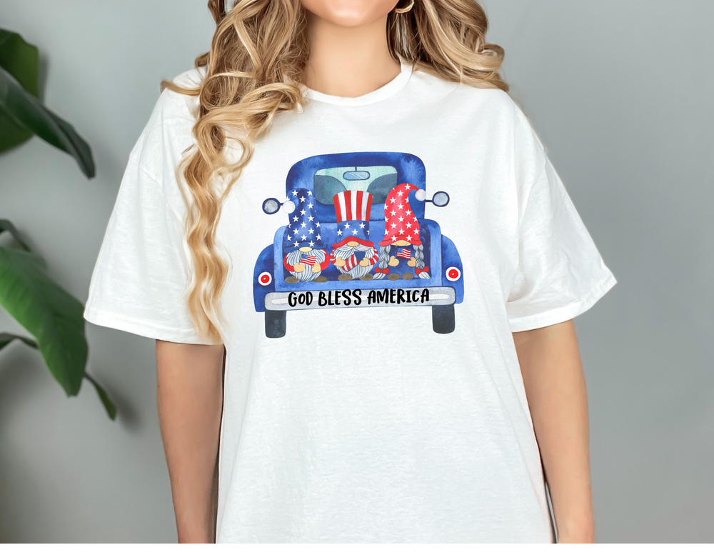 A unisex jersey tee featuring American Gnomies design. Soft cotton, ribbed knit collars, taping on shoulders, and dual side seams. 100% Airlume combed cotton, light fabric, retail fit. Fits true to size.