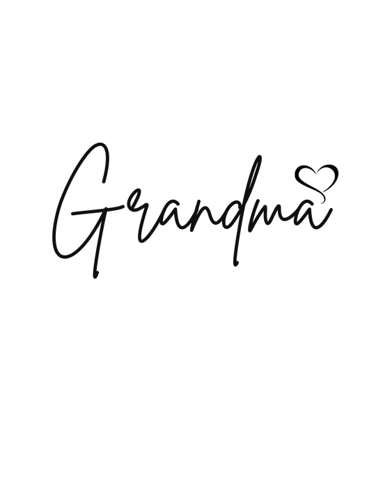 Grandma Love Crew unisex sweatshirt: black calligraphy text on black background. 50% cotton, 50% polyester, ribbed knit collar, loose fit, medium-heavy fabric. Sizes S-5XL. Comfortable and versatile.