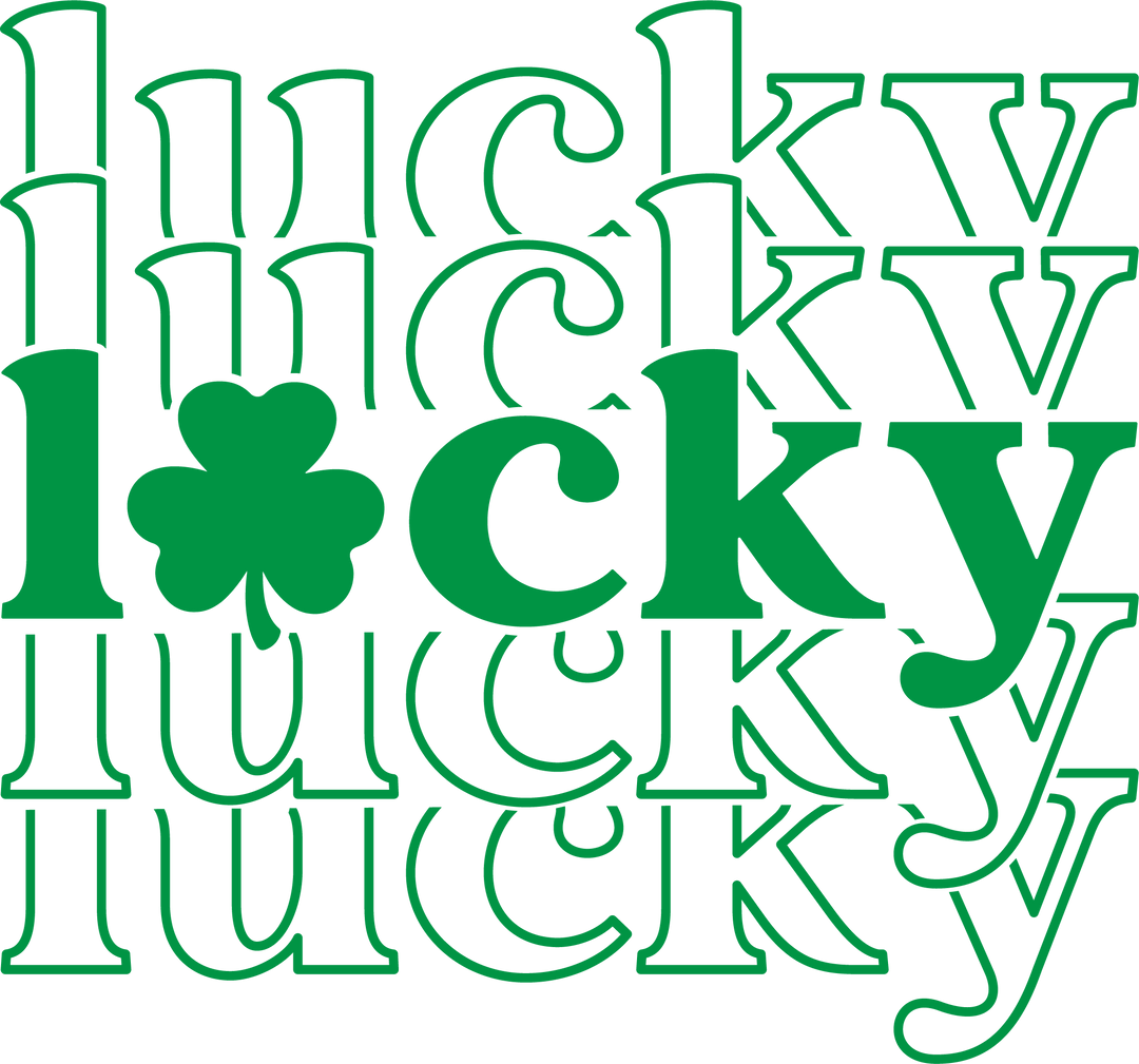 A Lucky Lucky Lucky Hoodie featuring a green and black design with a clover, letter C, and arrow graphics. Unisex heavy blend for warmth, kangaroo pocket, and matching drawstring. Ideal for cold days.