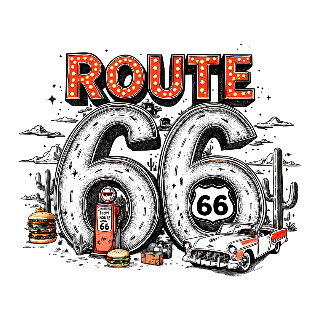Route 66 Tee, a classic unisex short sleeve t-shirt with ribbed knit collar and tapered shoulders, made from soft, breathable cotton for lasting comfort and style.