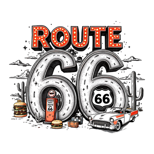 Route 66 Tee, a classic unisex short sleeve t-shirt with ribbed knit collar and tapered shoulders, made from soft, breathable cotton for lasting comfort and style.