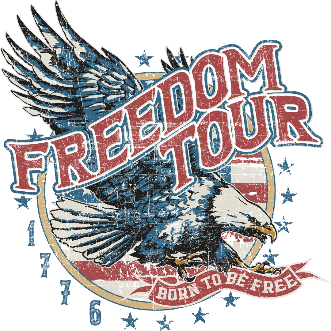 A graphic tee featuring an eagle and text, embodying freedom and style. Made of 100% ring-spun cotton, garment-dyed for extra coziness. Relaxed fit with double-needle stitching for durability. From Worlds Worst Tees.