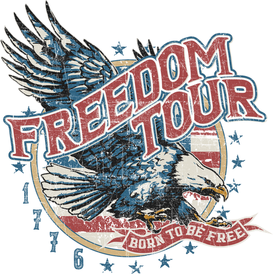 A graphic tee featuring an eagle and text, embodying freedom and style. Made of 100% ring-spun cotton, garment-dyed for extra coziness. Relaxed fit with double-needle stitching for durability. From Worlds Worst Tees.