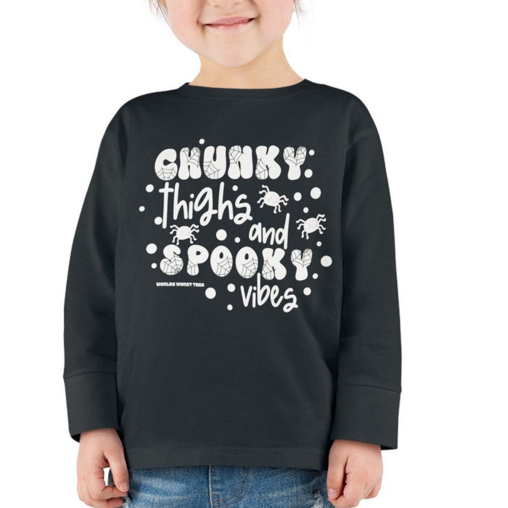 Chunky Thighs and Spooky Vibes Toddler Long Sleeve Tee