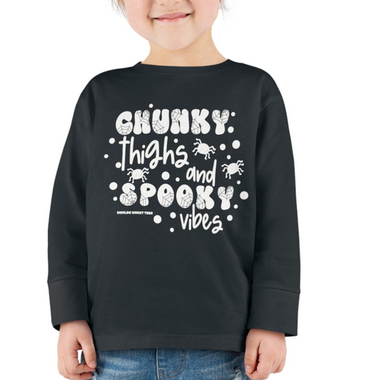 Chunky Thighs and Spooky Vibes Toddler Long Sleeve Tee