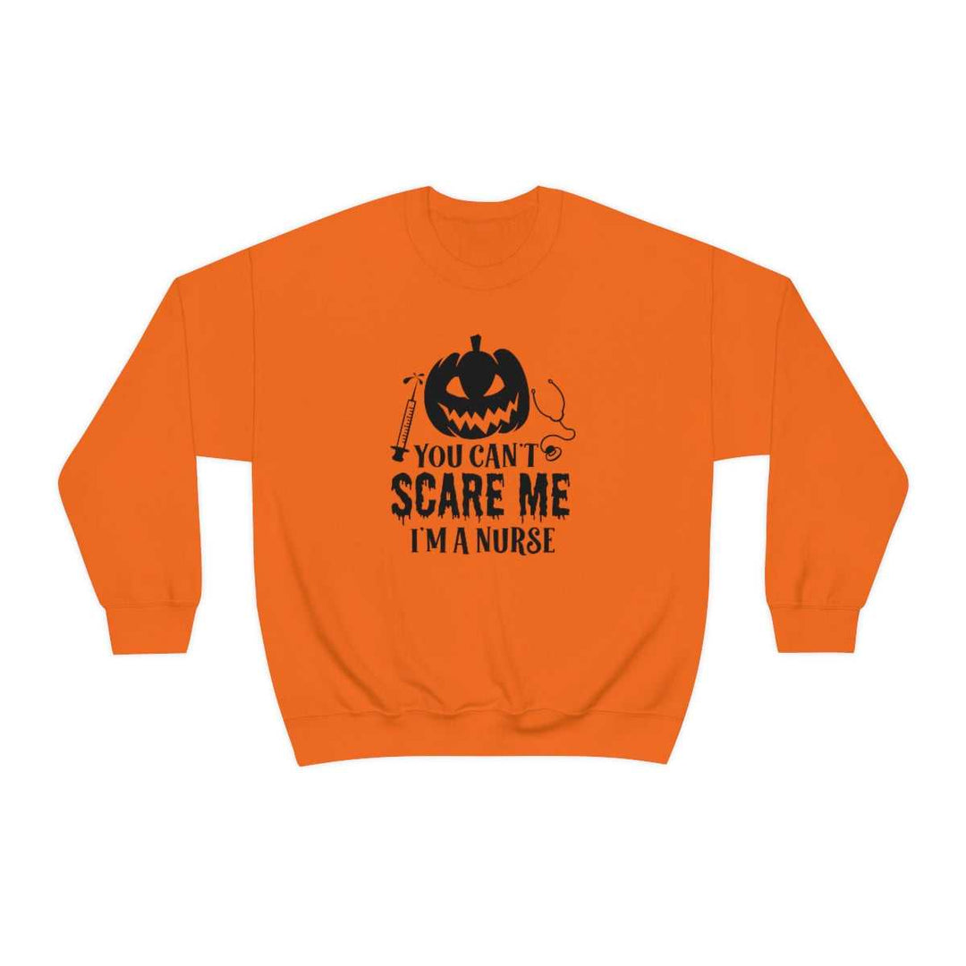 A cozy unisex heavy blend crewneck sweatshirt featuring a pumpkin and stethoscope design. Ideal for comfort, made of 50% cotton and 50% polyester with ribbed knit collar. From 'Worlds Worst Tees'.