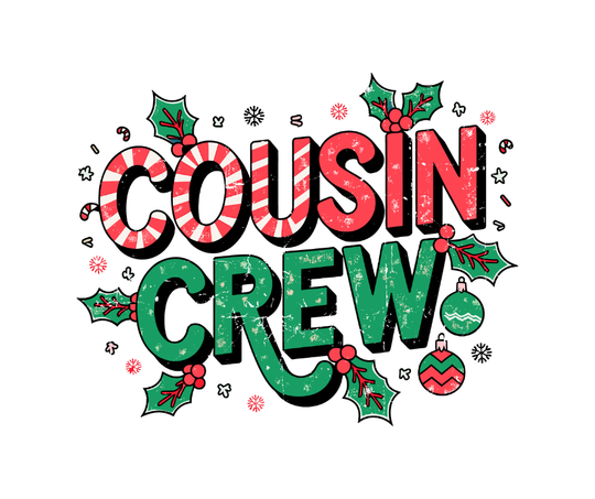 Cousin Crew Christmas Toddler Hoodie featuring festive text and holiday accents, designed for comfort and durability with jersey-lined hood and cover-stitched details.