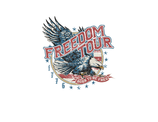 A unisex heavy blend crewneck sweatshirt featuring the Freedom Tour Crew design. Made of 50% Cotton 50% Polyester, ribbed knit collar, and no itchy side seams. Medium-heavy fabric, loose fit, and sewn-in label.
