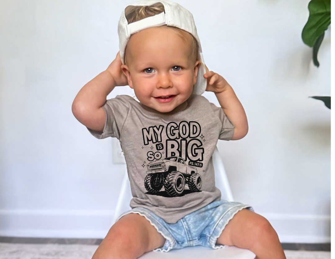 My GOD is So Big Baby Tee, featuring durable side seams and ribbed knitting for comfort and longevity in infants, designed by Worlds Worst Tees.