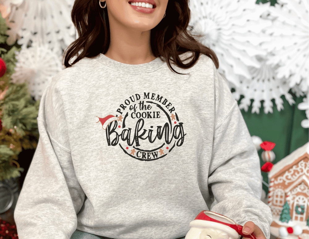A cozy unisex Cookie Crewneck sweatshirt in a loose fit, made of 50% cotton and 50% polyester. Ribbed knit collar, no itchy side seams, medium-heavy fabric. Ideal for comfort and style.