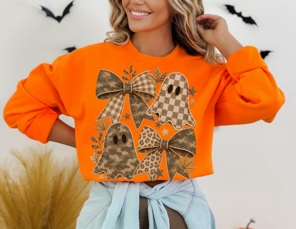 Ghost Camo and Bows Crew Long Sleeve Tee