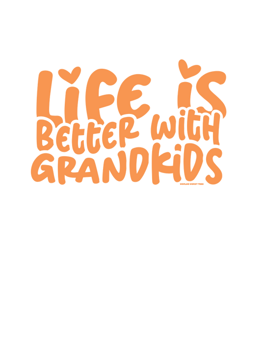 Unisex Life is Better With Grandkids Crew sweatshirt. 50% cotton, 50% polyester blend, ribbed knit collar, loose fit, sewn-in label. Sizes S-5XL. Comfortable, no itchy side seams.