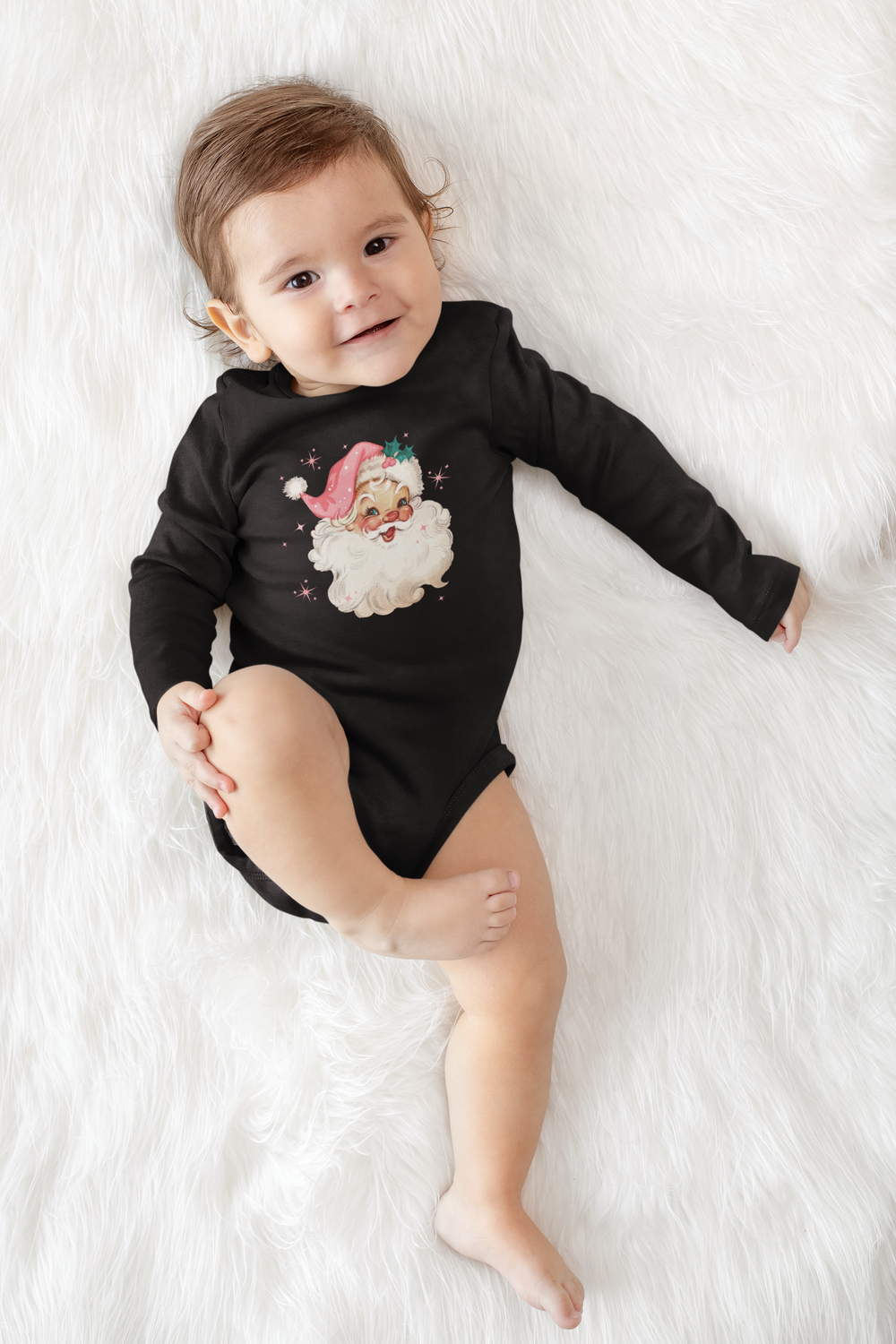 Pink Santa Long Sleeve Onesie