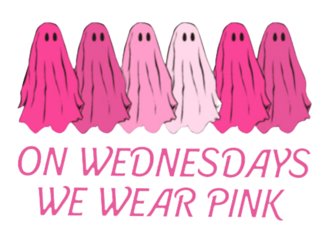 On Wednesday's We Wear Pink Ghost Toddler Crew