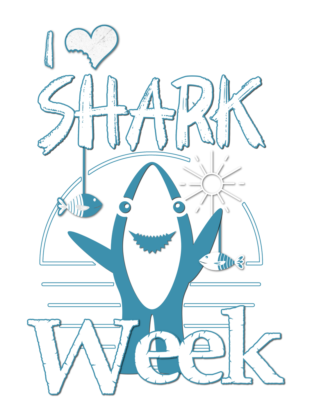 Kids wearing the I Love Shark Week tee, showcasing a classic fit and soft-washed fabric, ideal for active play and comfort.