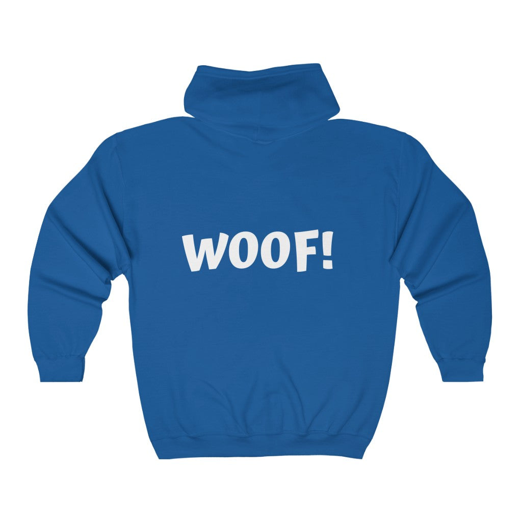 WOOF-  Unisex Heavy Blend™ Full Zip Hooded Sweatshirt - huserdesigns