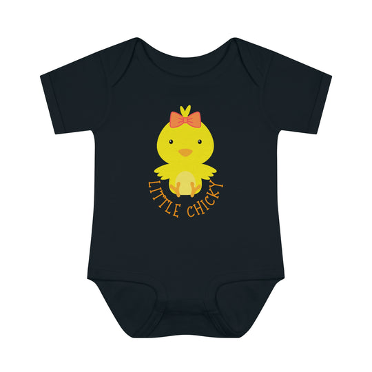 Infant Little Chicky Onesie with lap shoulders, made of soft ring-spun cotton. Unisex fit, light fabric, perfect for younglings. Ideal for comfort and ease of dressing.