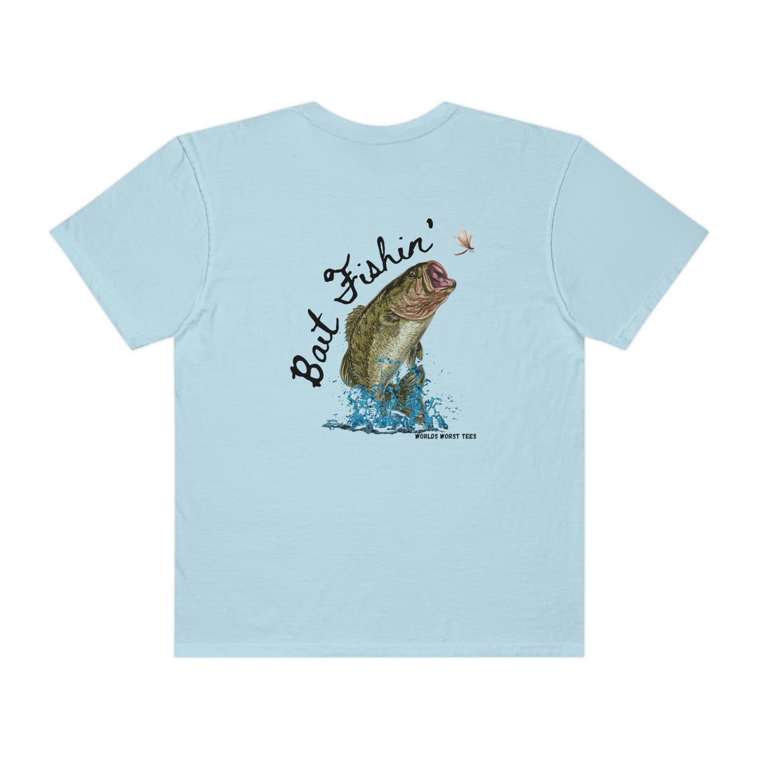 A relaxed fit Bait Fishin Tee, 100% ring-spun cotton, garment-dyed for coziness. Double-needle stitching for durability, no side-seams for shape retention. Sizes S to 3XL.