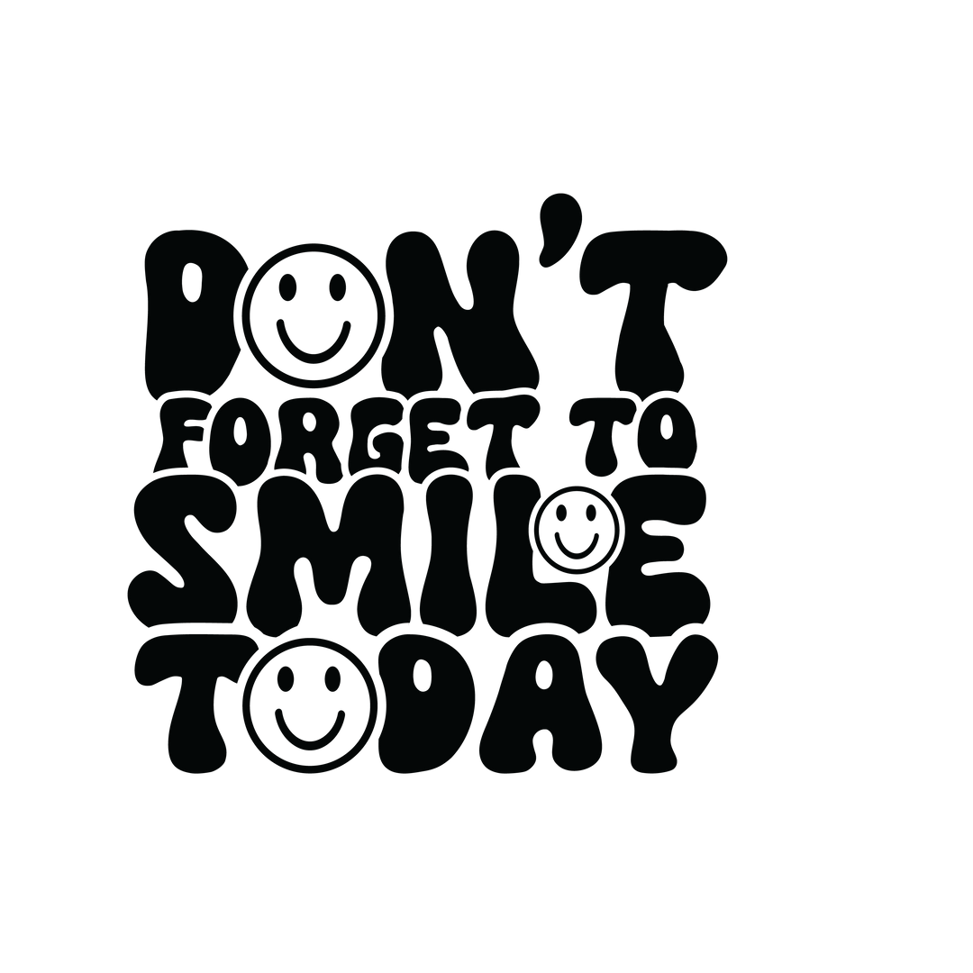 Graphic black tee with smiley faces and yin yang. 100% ring-spun cotton, garment-dyed for coziness. Relaxed fit, double-needle stitching for durability. Ideal for daily wear.