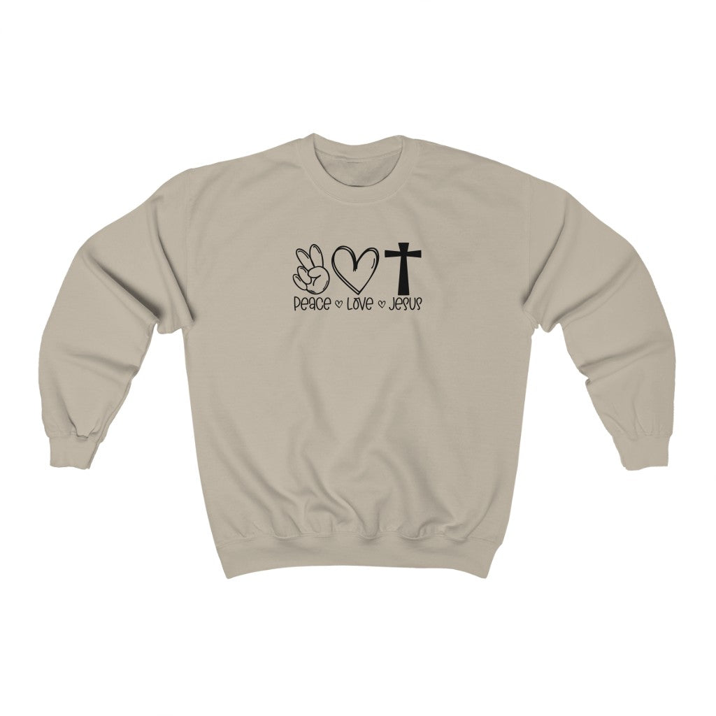 Peace, Love, Jesus-  Heavy Blend™ Crewneck Sweatshirt - huserdesigns