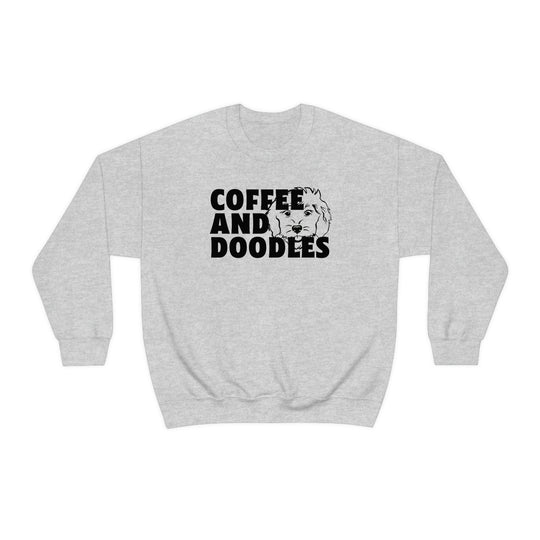 Unisex Doodles and Coffee Crewneck sweatshirt, a cozy blend of cotton and polyester. Ribbed knit collar, no itchy seams, loose fit, medium-heavy fabric. Sewn-in label, true to size.