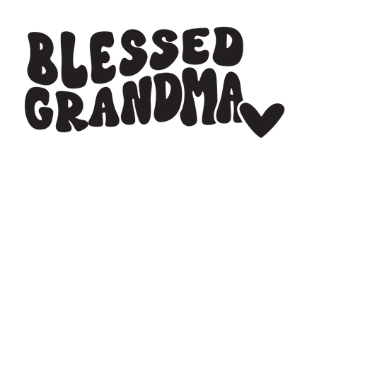 A black graphic tee, Blessed Grandma Tee, in ring-spun cotton. Garment-dyed for coziness, with a relaxed fit and durable double-needle stitching. No side-seams for a tubular shape.