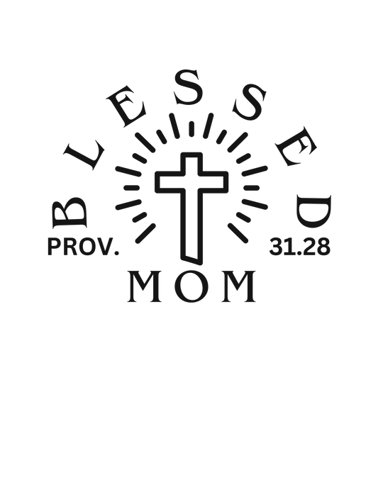 A black tee with a cross design, ideal for daily wear. Blessed Mom Tee in 100% ring-spun cotton, relaxed fit, and durable double-needle stitching. From 'Worlds Worst Tees'.