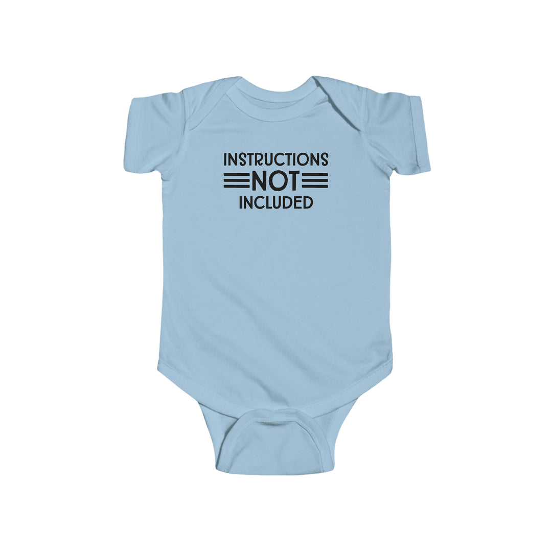 Infant fine jersey bodysuit, Instructions Not Included Onesie. Soft 100% cotton fabric with ribbed bindings, plastic snaps for easy changing access. Tear away label, light fabric. From Worlds Worst Tees.