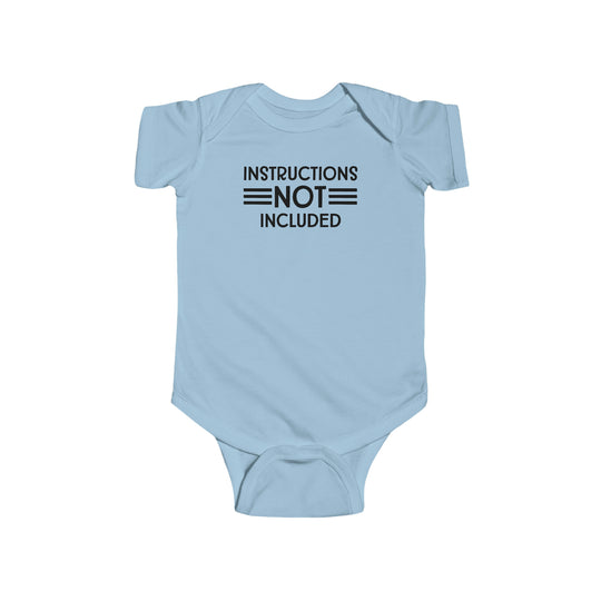 Infant fine jersey bodysuit, Instructions Not Included Onesie. Soft 100% cotton fabric with ribbed bindings, plastic snaps for easy changing access. Tear away label, light fabric. From Worlds Worst Tees.