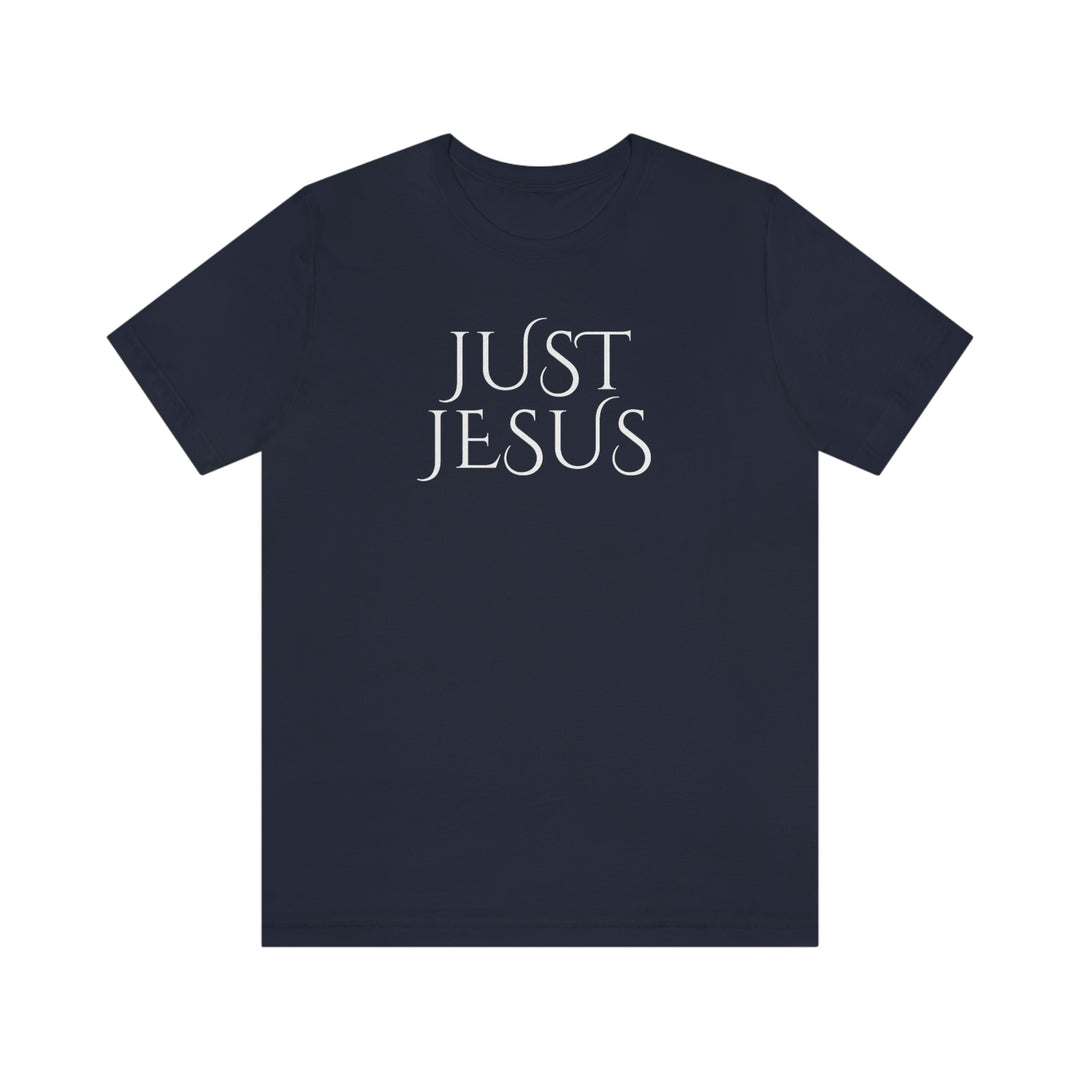 A beloved Just Jesus Tee in soft cotton, featuring ribbed knit collars, taping for fit, and dual side seams for shape retention. Unisex, retail fit, 100% Airlume combed cotton.