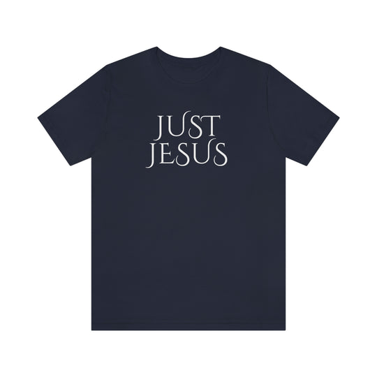 A beloved Just Jesus Tee in soft cotton, featuring ribbed knit collars, taping for fit, and dual side seams for shape retention. Unisex, retail fit, 100% Airlume combed cotton.