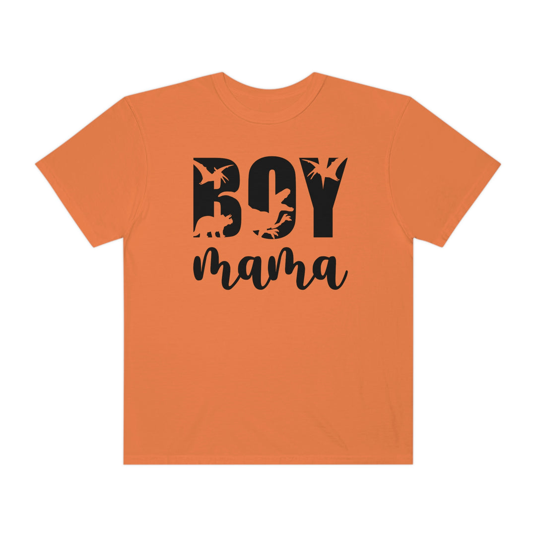 Total Boy Mama Tee: A relaxed fit t-shirt with black text featuring a bird logo. 100% ring-spun cotton for durability and comfort. No side-seams for a sleek look. From Worlds Worst Tees.