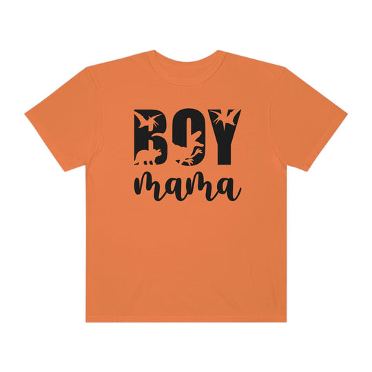 Total Boy Mama Tee: A relaxed fit t-shirt with black text featuring a bird logo. 100% ring-spun cotton for durability and comfort. No side-seams for a sleek look. From Worlds Worst Tees.