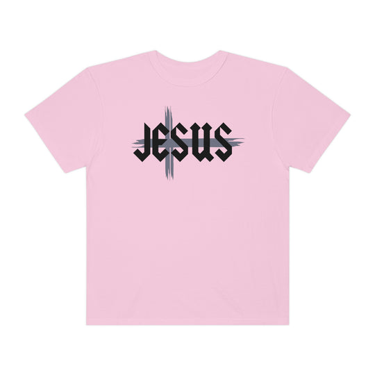 Relaxed fit Jesus Tee, garment-dyed with ring-spun cotton for coziness. Double-needle stitching, no side-seams for durability and shape retention. Medium weight, versatile daily wear.