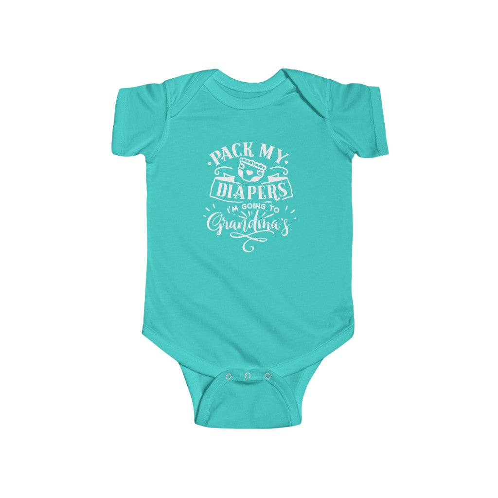 Pack My Diapers I'm Going to Grandma's-  Infant Onesie - huserdesigns
