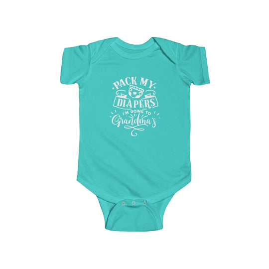 Pack My Diapers I'm Going to Grandma's-  Infant Onesie - huserdesigns