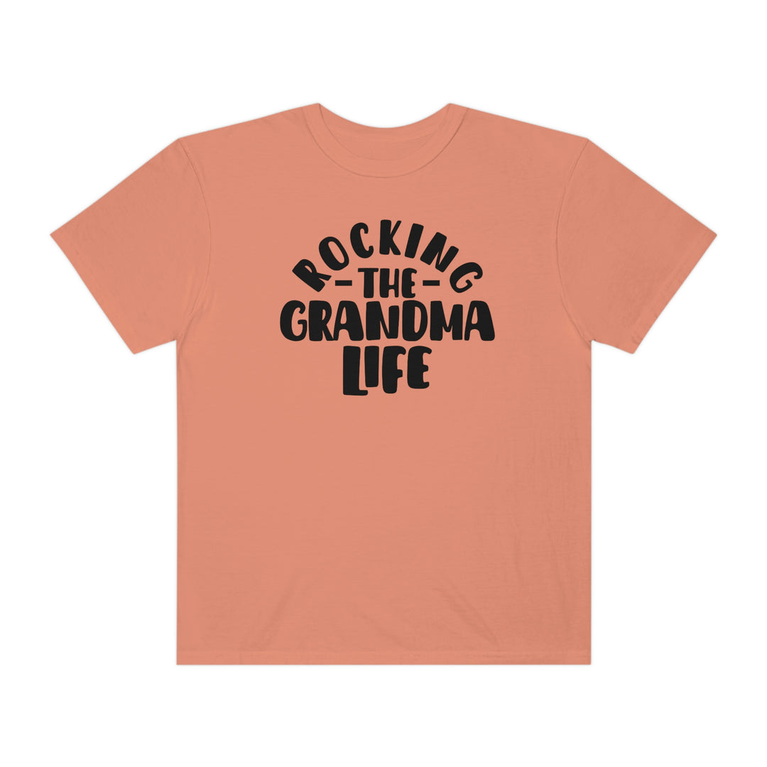 A relaxed fit Rocking the Grandma Life Tee, made of 100% ring-spun cotton. Garment-dyed for extra coziness, featuring double-needle stitching for durability and a seamless design.