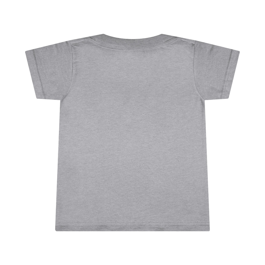Toddler tee with classic fit for comfort, featuring high stitch density for smooth printing. Double-needle topstitched collar, sleeve, and bottom hems for durability. Ringspun cotton, light fabric. Ideal for Cousin Crew design.
