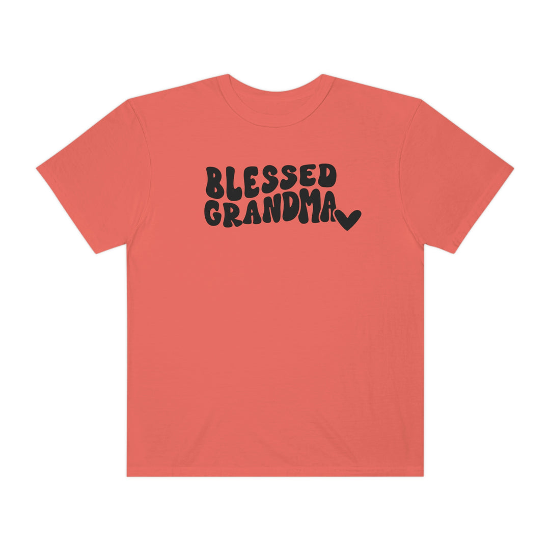 Blessed Grandma Tee: Red shirt with black text, 100% ring-spun cotton, medium weight, relaxed fit, durable double-needle stitching, seamless design for comfort.