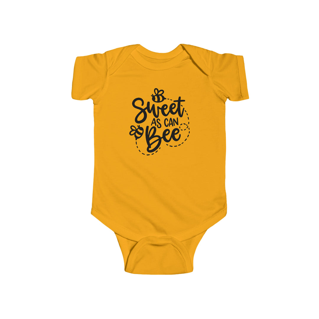 A durable and soft infant fine jersey bodysuit, the Sweet as can Be Onesie offers 100% cotton fabric for solid colors and ribbed knitting for durability. Plastic snaps at the cross closure allow for easy changing access.