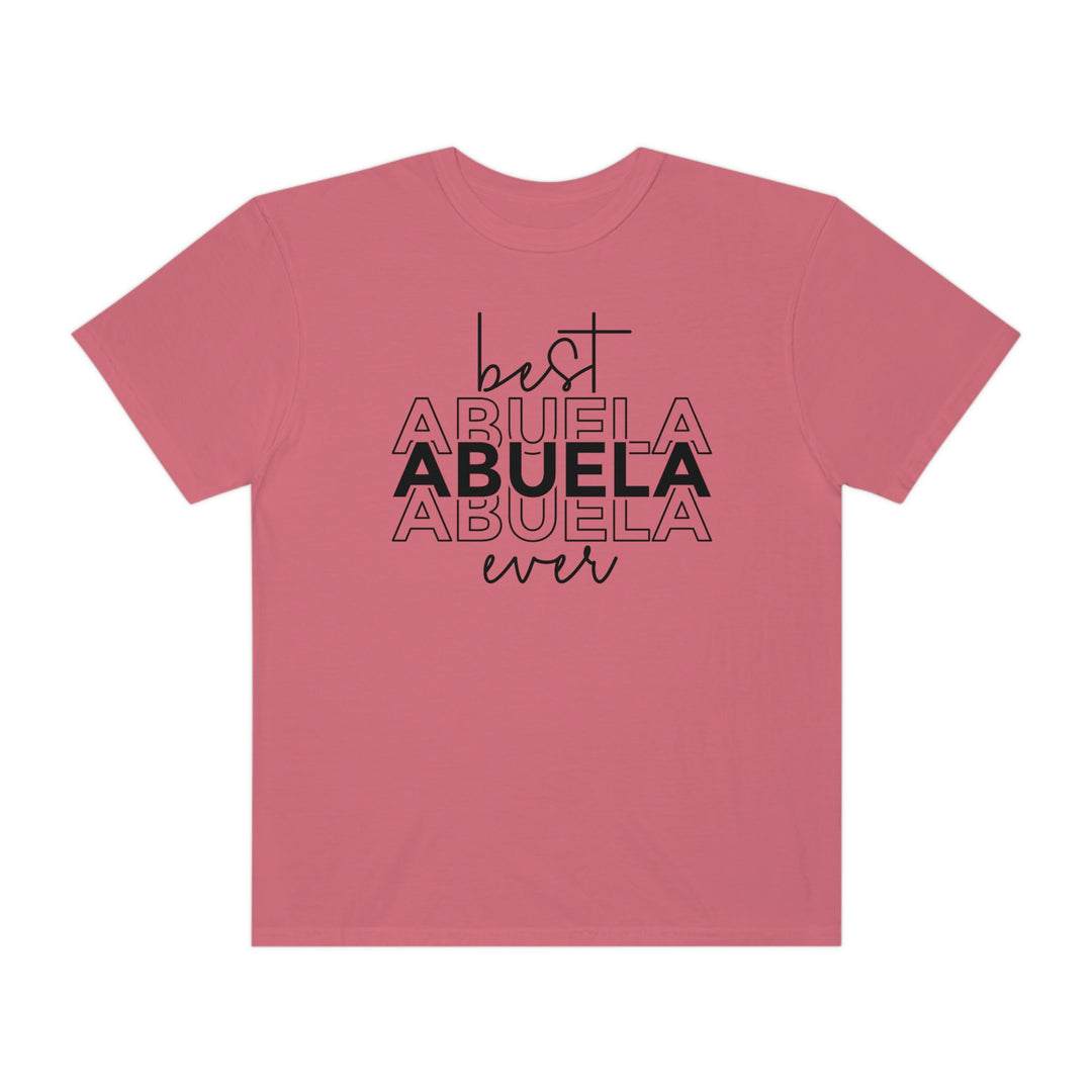A relaxed-fit Best Abuela Ever Tee, crafted from 100% ring-spun cotton for ultimate comfort. Garment-dyed with double-needle stitching for durability and a seamless design. Ideal for daily wear.