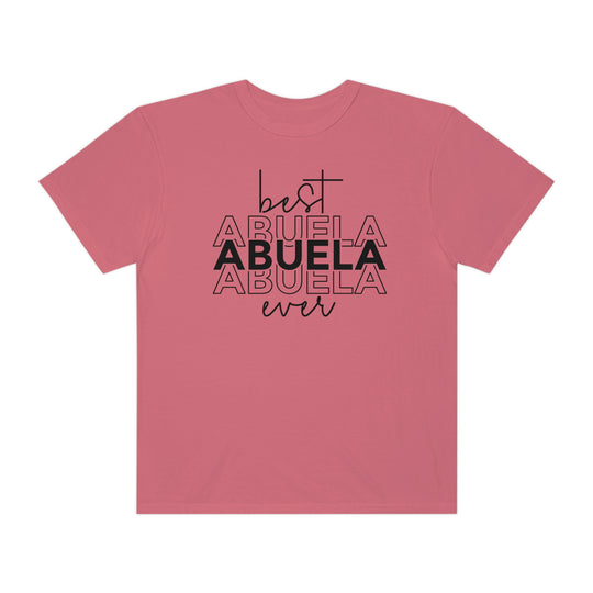 A relaxed-fit Best Abuela Ever Tee, crafted from 100% ring-spun cotton for ultimate comfort. Garment-dyed with double-needle stitching for durability and a seamless design. Ideal for daily wear.