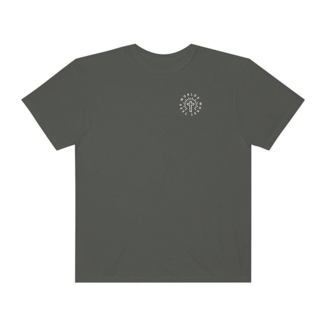 A relaxed fit Blessed Mom Tee, crafted from 100% ring-spun cotton. Garment-dyed for extra coziness, featuring double-needle stitching for durability and a seamless design for a tubular shape.