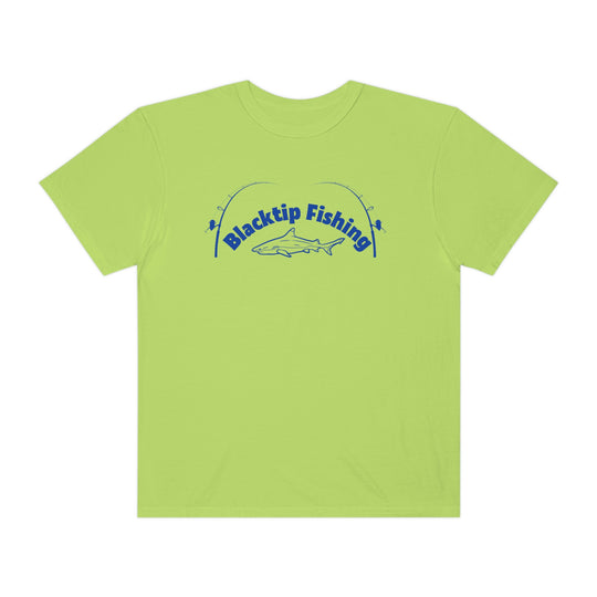 Comfort Colors Blacktip Fishing Unisex Tee: 100% ring-spun cotton, relaxed fit, durable double-needle stitching. Customizable tee for daily wear. Sewn-in twill label. From 'Worlds Worst Tees'.